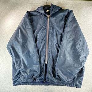 Vintage 60s Champion Navy Nylon Coach Jacket Desert 39 Football Made USA XL